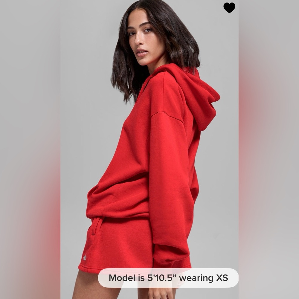 ALO Yoga NWT Accolade Hoodie Bright Red Color Unisex Oversized Size L - Picture 2 of 10